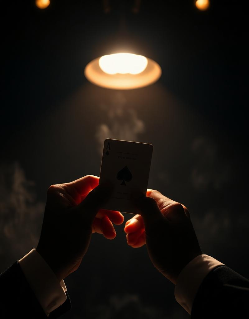 Mani che reggono una carta sotto un riflettore caldo